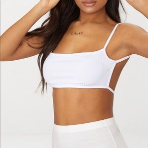 White ribbed bralet top